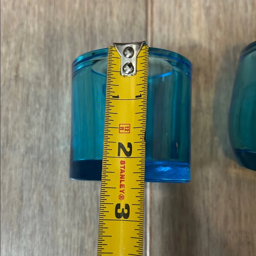 Iittala Kivi tealight glass candle holder, in a blue or turquoise color set of 2